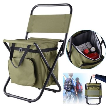 Outdoor Camping Folding Beach Chair Picnic BBQ Stool Seat With Storage Cool Bag Insulation Pack