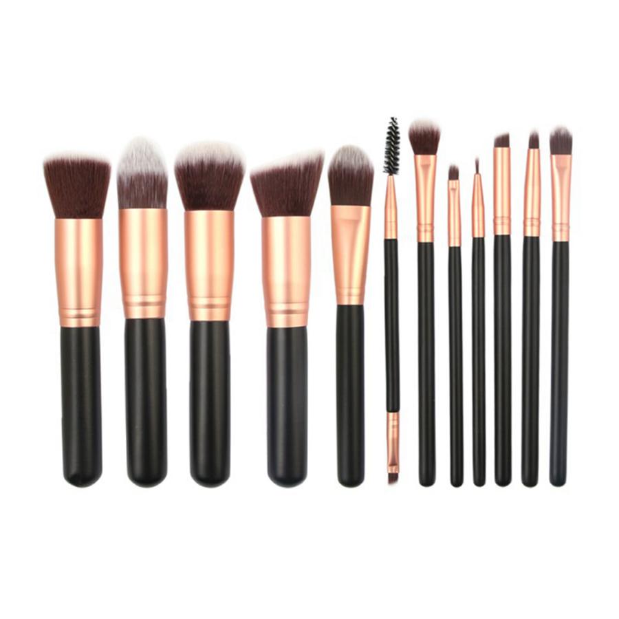 Wooden Handle Makeup Brushes Set Foundation Blush Eye Shadow Blending Cosmetic Brushes Make Up Tools 12Pcs/set RRA1012