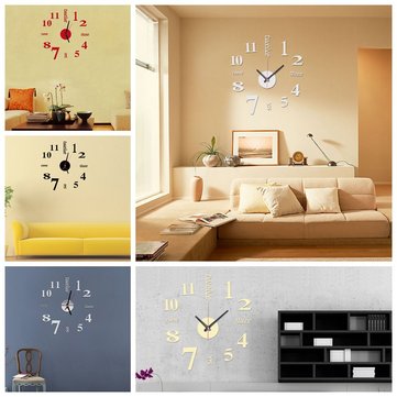 Mini Modern DIY Wall Clock 3D Sticker Quartz Needle Horloge Living Room Decor