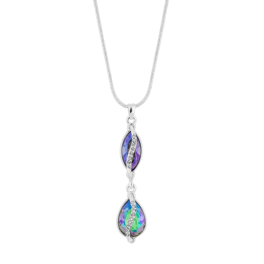 Vitrail Light Encased Pear Drop Pendant Necklace Made With Swarovski Crystals