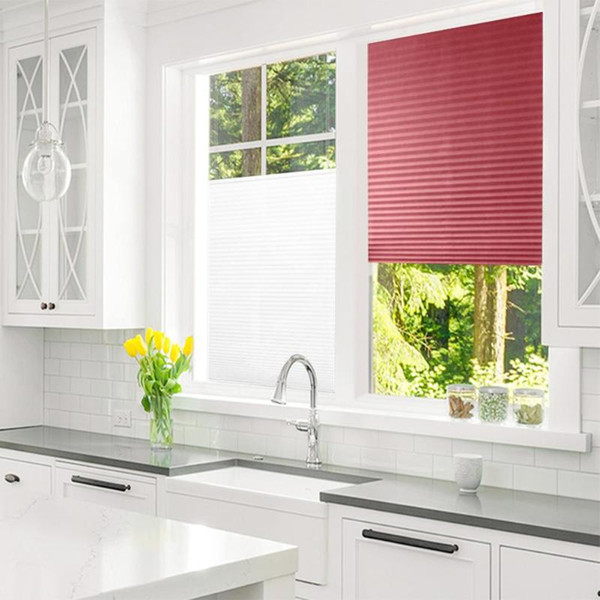 Self-Adhesive Pleated Blinds Half Blackout Windows Curtains for Living Room Home Kitchen Balcony Shades Window Curtain