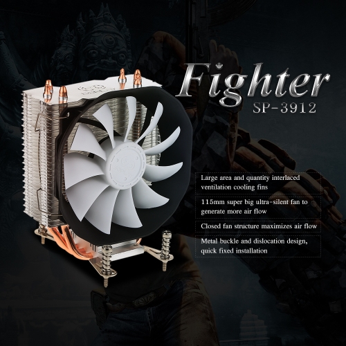 SOPLAY CPU Cooler 3 Heatpipes 4pin 11.5cm PWM Fan PC Computer for Intel LGA 1150 1151 1155 1156 CPU Cooling Radiator Fan