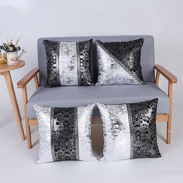 Cushion/Decorative Pillow Decorative Cushion Cover Flower Pillowcase Car Sofa Home Luxury Vintage Black And Silver