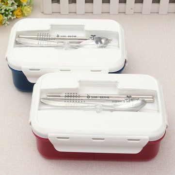 Hot Selling Modern Ecofriendly Outdoor Portable Microwave Lunch Box with Soup Bowl Chopsticks Spoon