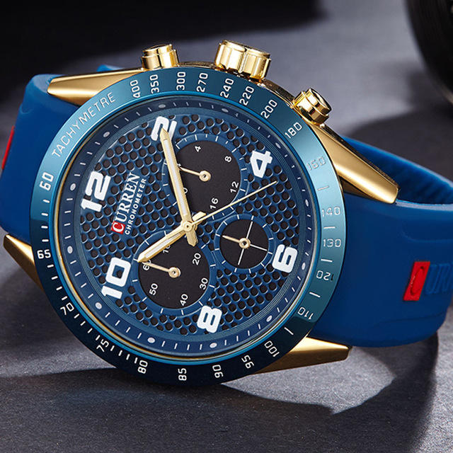 CURREN 8167 Silicone Strap Sport Quartz Watch