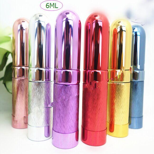 HOT 6ML Perfume bottle Aluminum Travel Atomizer Refillable Spray Empty Perfume Bottle Atomizer fragrance glass scent-bottle Mix color