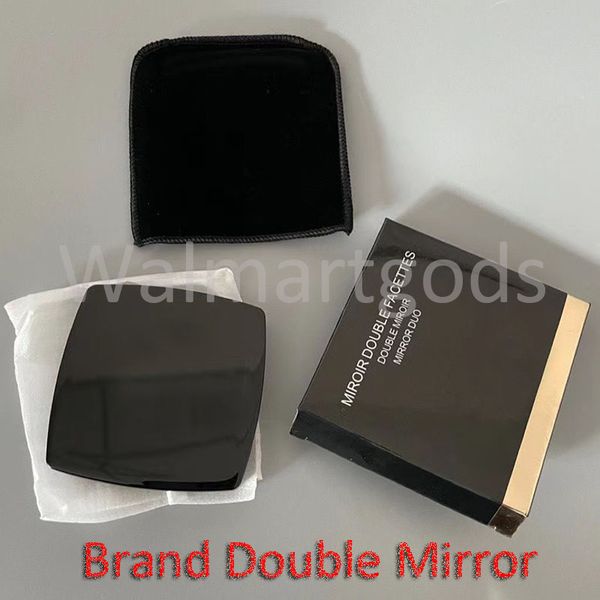 Black Portable Makeup Folding Pocket Mirrors Square Travel Compact Mirror for Women Double-Sided Cosmetic Mirrors With Velvet Bag Beauty Tool