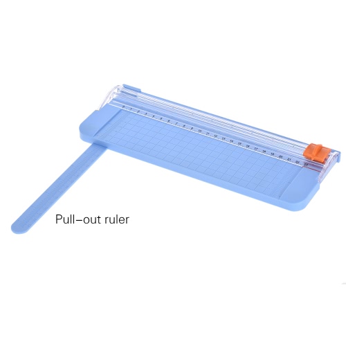 Portable Mini Scrapbooking Paper Trimmer Cutters Guillotine with Pull-out Ruler for Photo Labels Paper Cutting Blue