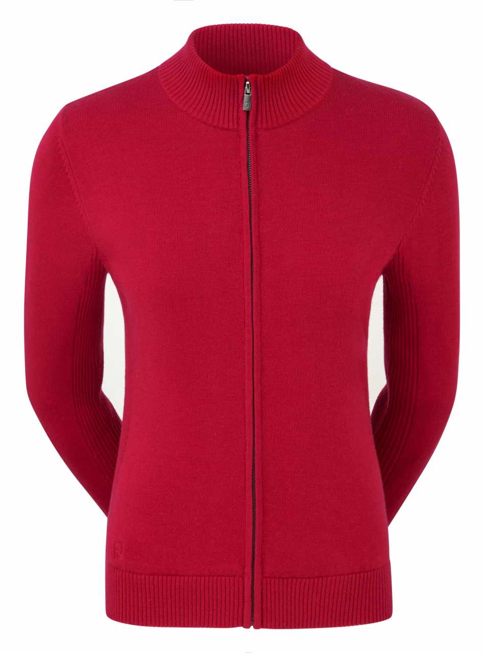 Footjoy Full-Zip Lined Wool Blend Pullover Damen rot