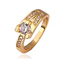 Elegant Shining Zircon Stone Inlaid Finger Ring with Gold / Rose Gold Plated