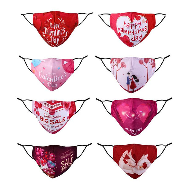 Valentines Day Mask designers Romantic Face Masks Adult Couple Happy Valentines Day Masks Dustproof Printed Red Love Adjustable Mouth 2021