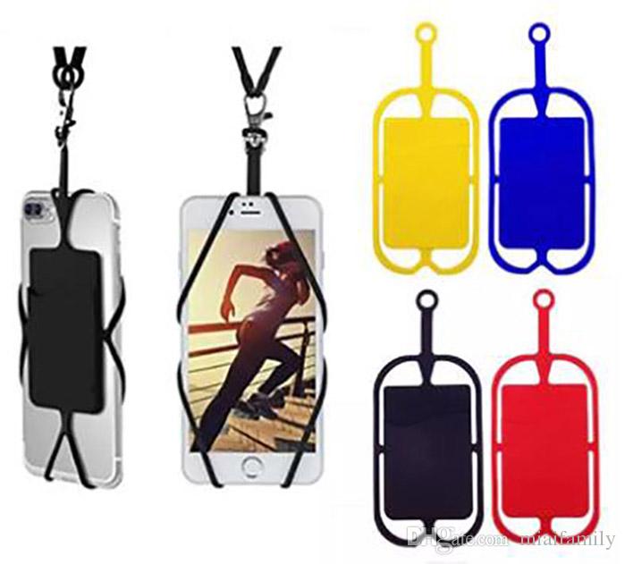 Silicone Lanyards Neck Strap Necklace Sling Card Holder Strap keychain for iphone Samsung Huawei Universal Mobile Phone Epacket Free