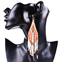 Fashion Tassels And Beads Golden Alloy Drop Earrings(Blue,Black,White,Pink) (1 Pair)
