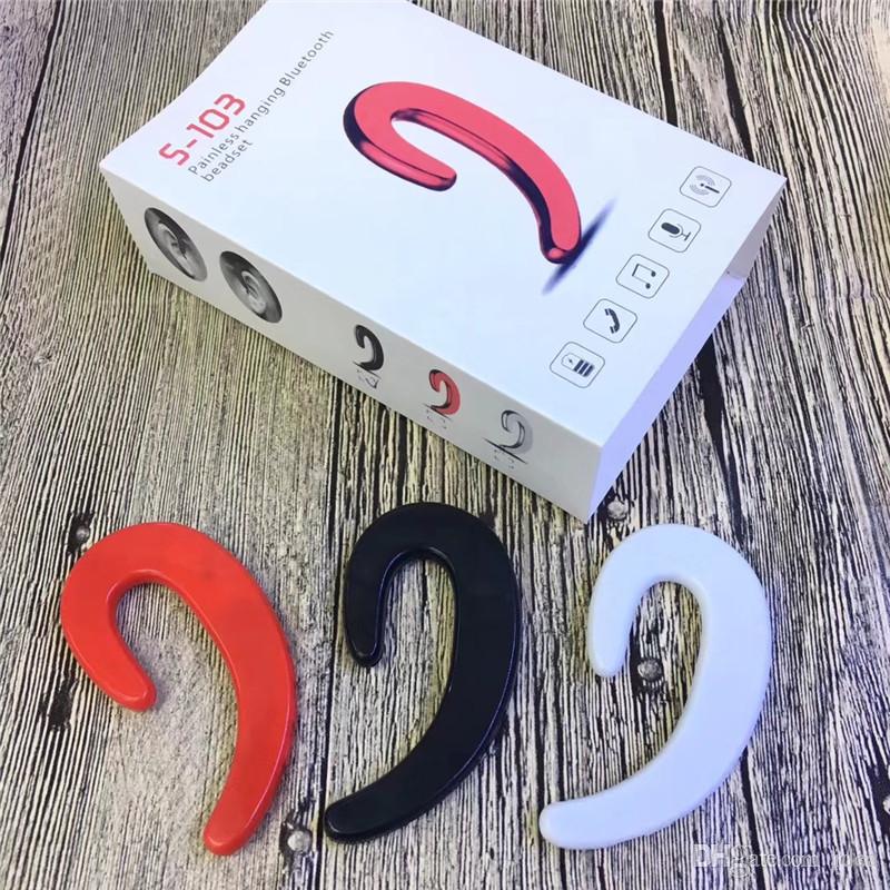 S103 Bluetooth Headphone Headset BT4.2+EDR Wireless Earphones Ear Hook with Mic Stereo Voice in Retail Box Hot Sale