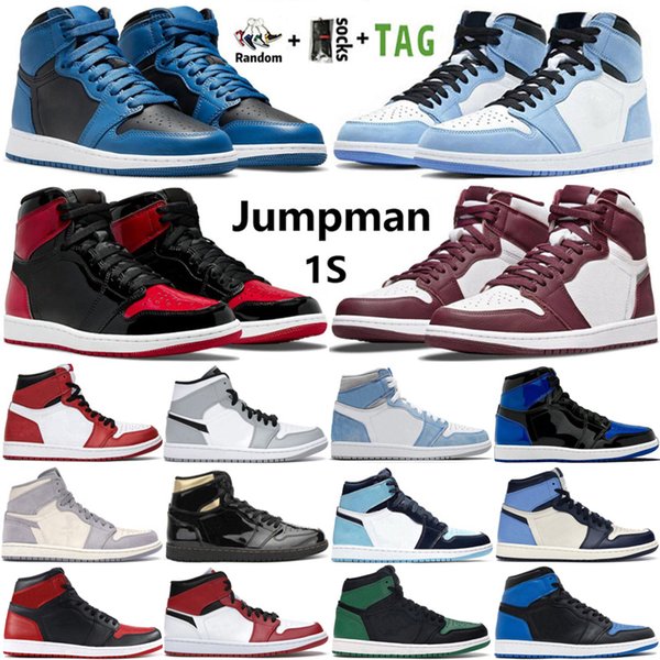 2022 Top Quality Jumpman 1 High OG 1s Mens Basketball Shoes Dark Marina Blues University Blue Royal Patent Bordeaux Rebellionaire Heritage Women Sneakers Trainers