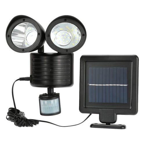 Lixada 22LEDs Solar Powered Rotatable Adjustable Double Dural Heads Security Wall Lamp Light