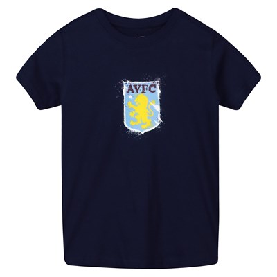 Aston Villa Splatter T Shirt - Navy - Kids