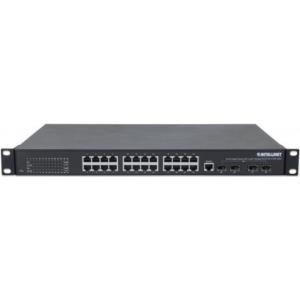 Intellinet 24-Port Gigabit Ethernet PoE+ Layer2+ Managed Switch with 10 GbE Uplink - Switch - L2+ - verwaltet - 24 x 10/100/1000 + 4 x 10 Gigabit SFP+ - Desktop, an Rack montierbar - PoE+ (561105)