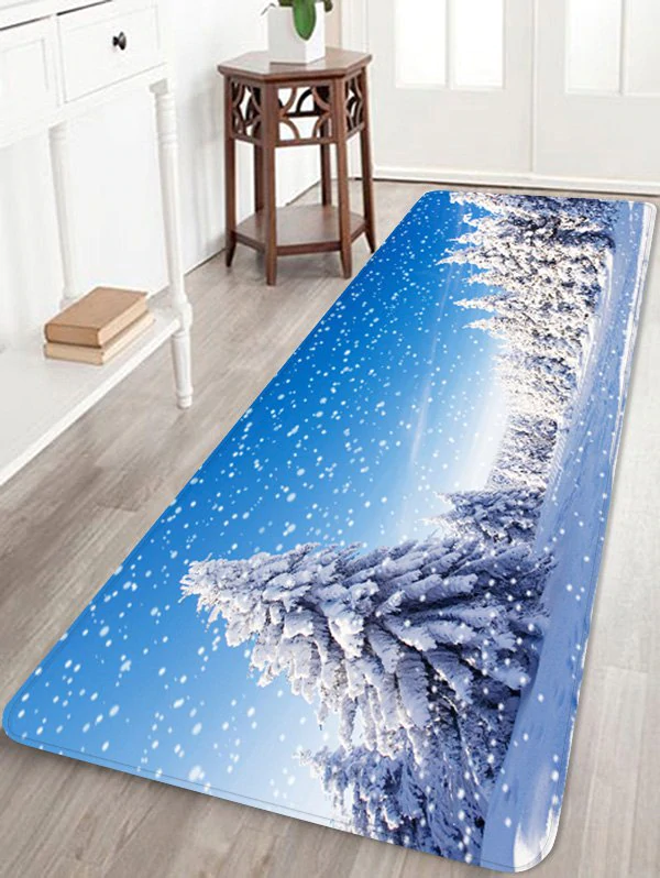 Snow Pine Tree 3D Digital Print Floor Rug