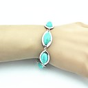 Vintage 18cm Women's Antique Silver Turquoise  Bracelet(Green)(1 Pc)