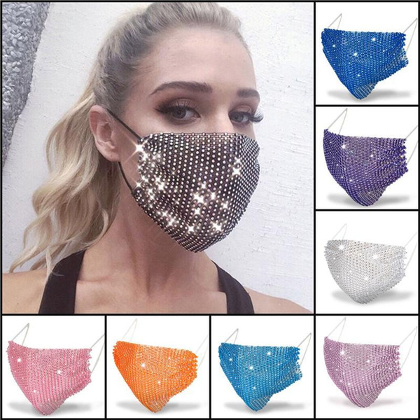 DHL Ship Fashion Gliter Sequine Face Mask Adults Women Party Sun Protection Facemasks Blingbling Look FY9243