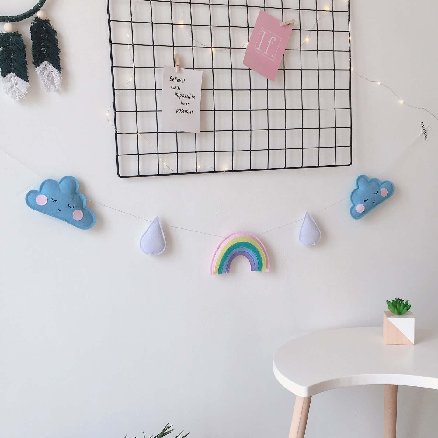 Rainbow and Cloud Concise Baby Room Decor
