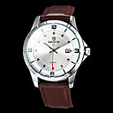 Montre calendrier brun-bracelet à quartz de bande de cuir de style d'affaires des hommes (couleurs assorties)