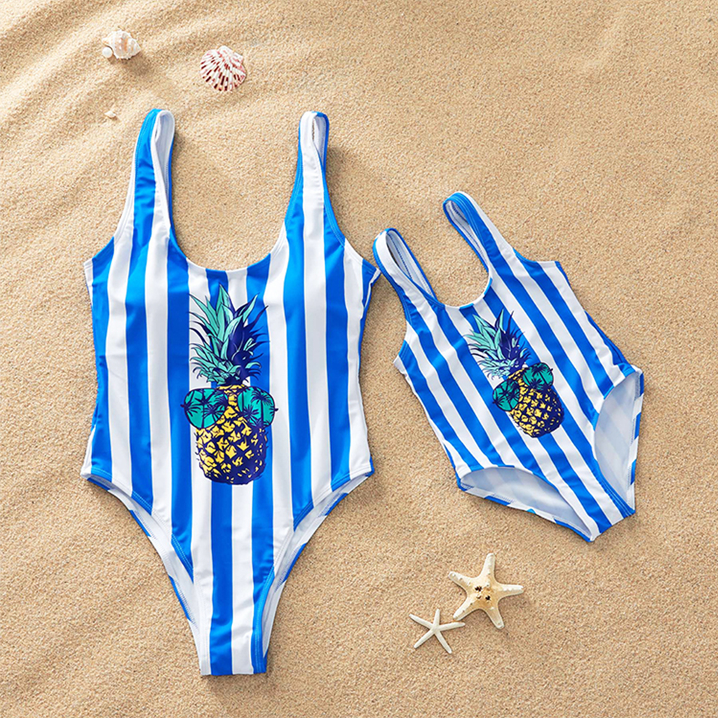 Pineapple Striped Swimsuit for Mom and Me
