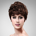 capless 100% cheveux bruns ondulés perruque courte humaine