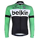 2014 Belkin Men 's Spring Autumn Breathable Polyester Long Sleeve Cycling Jersey - GreenBlack