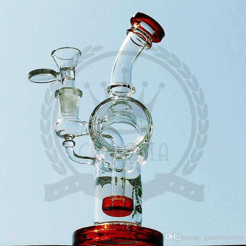 glass factorys 8 Inches two function 9 Arm percolator and honey comb glass bong glass water pipe clear,color Double Recycler Bong