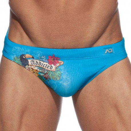 Addicted Parrot Swim Brief - Turquoise XL