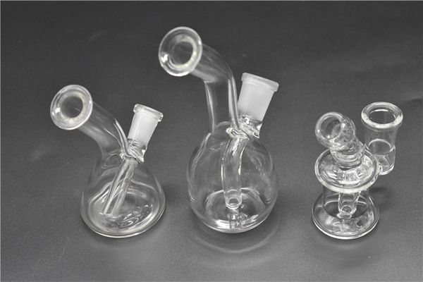 10mm/14mm Female Mini Glass Oil Rigs Bongs Water Pipes with 3.2 Inch Thick Pyrex Recycler Heady Breaker Bong Pipes Clear Oil Rig