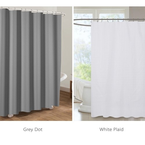 Htovila 72 * 72'' Polyester Waterproof Mildewproof Shower Curtain Decorative Privacy Protection Bathroom Curtain with 12pcs Hooks--Grey Dot
