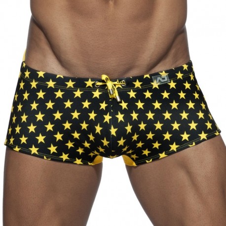 Addicted Star Printed Swim Boxer - Black - Yellow L