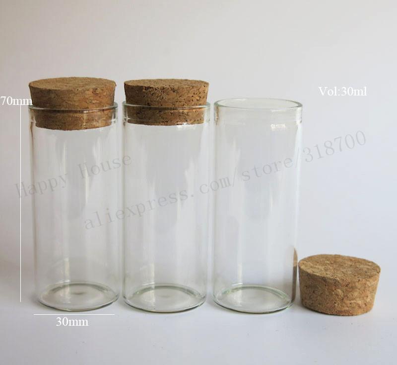 200pcs/lot 30ml Glass Tube with Cork, 1oz Cork stoppered bottle for jewelry, food,flower,bean,bead,glitters use