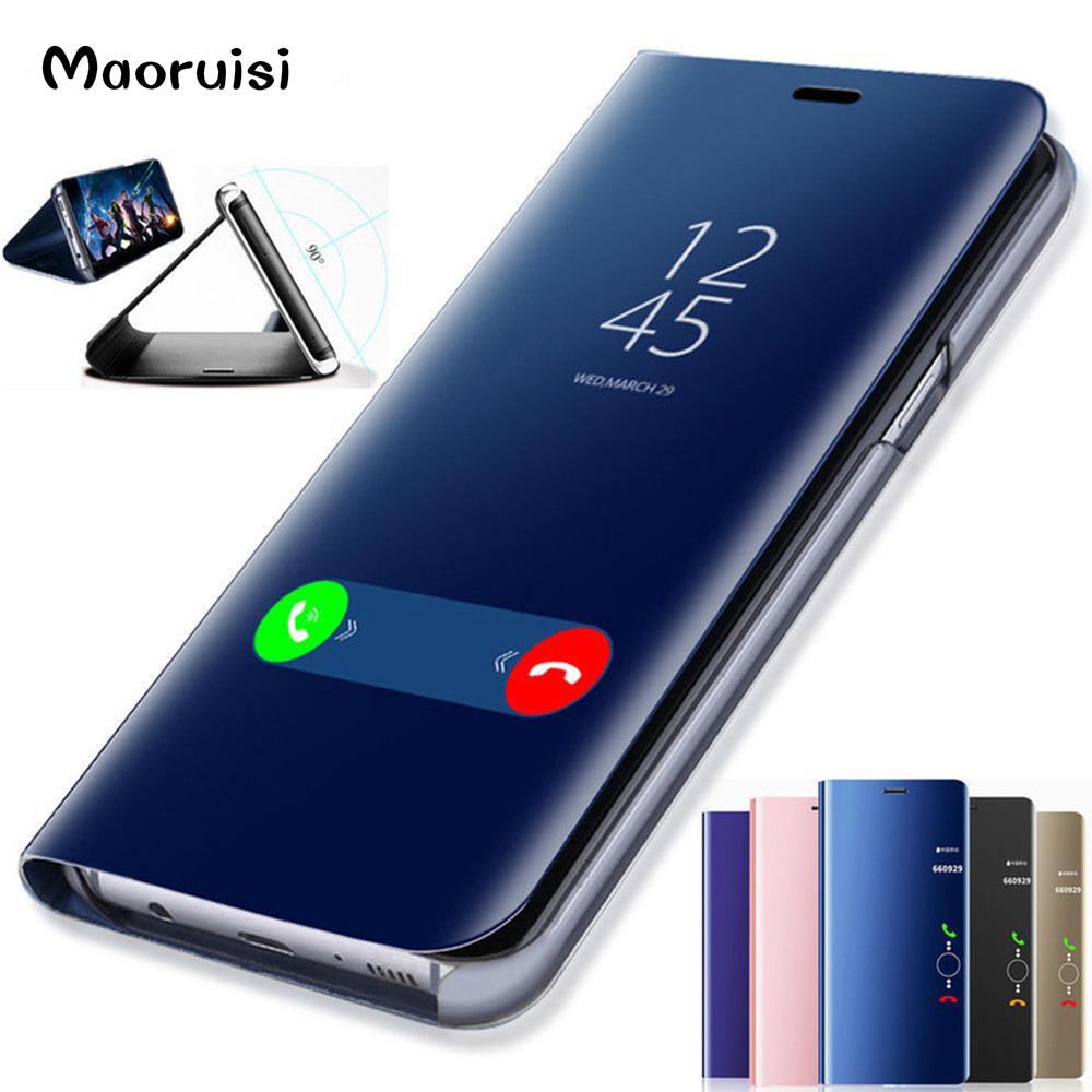 Maoruisi Clear View Smart Mirror Phone Case For Samsung Galaxy S9 S8 S7 S6 Edge Plus For Note 8 5 For A3 A5 A7 A8 2017 2018 Case
