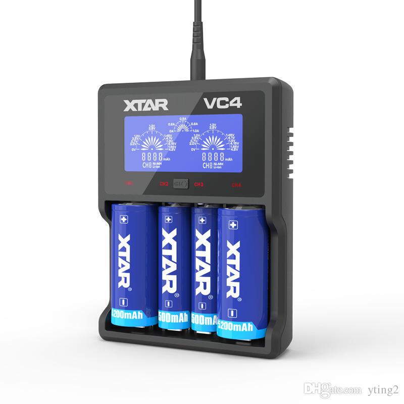 Authentic Xtar VC4 Battery Charger Quad Slot Intelligent Charger with LCD Display for 18350 18550 18650 16650 Li-ion Batteries Ni-MH battery