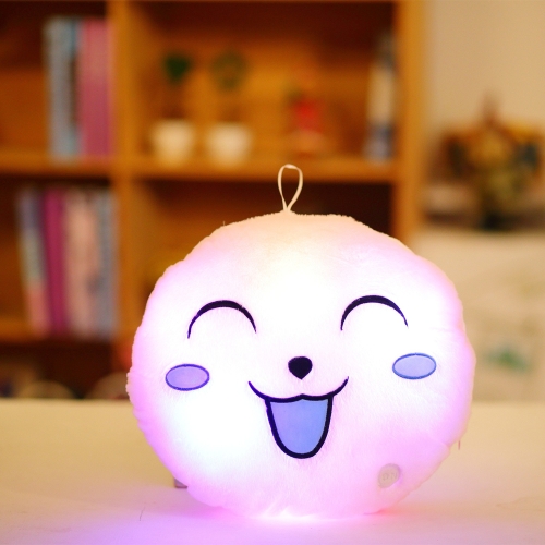 Luminous Soft LED Colorful Sweet Round Smiling Face Stuffed Plush Toy Night light Pillow Cushion Decorative Emoji Pillows White Style 1