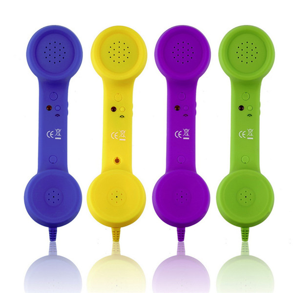 Retro Telephone Handset with 3.5mm Plug 4 Colors Available Wired Handheld Cell Phone Receiver Microphones for iphone 6 7 plus
