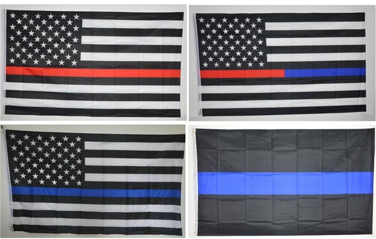 90*150cm USA Police Flags 3x5 Foot Thin Blue Line USA Flag Black, White And Blue American Flag With Brass Grommets 2020