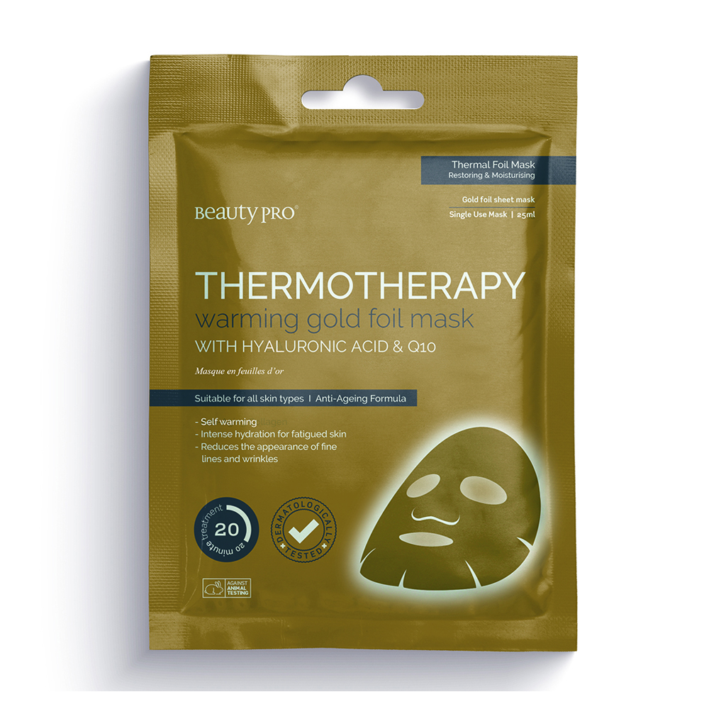 beautypro thermotherapy warming gold foil face mask 25ml