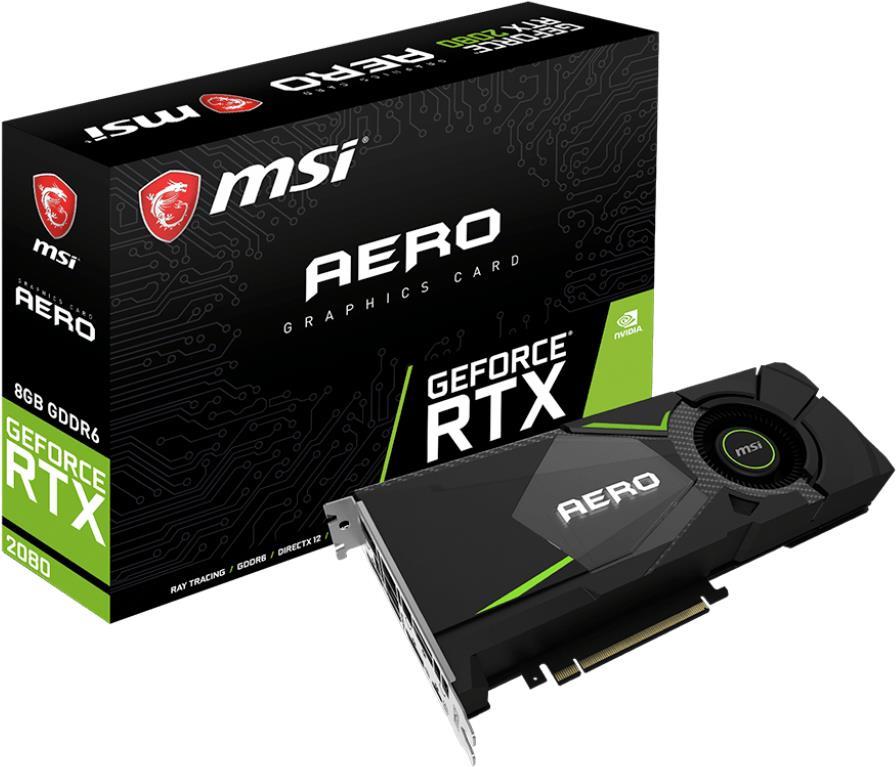 MSI RTX 2080 AERO 8G - Grafikkarten - GF RTX 2080 - 8GB GDDR6 - PCIe 3.0 x16 - HDMI, 3 x DisplayPort, USB-C (V372-001R)