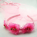 Trois fleurs de mousseline de soie décoré Hoop cheveux pour Animaux Chiens (couleur aléatoire)