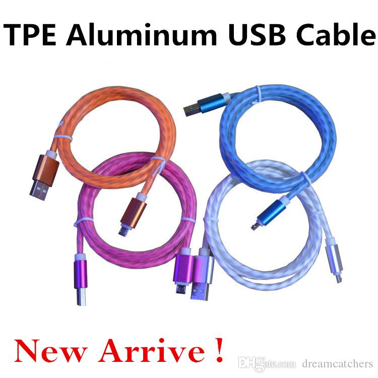 New 1.2M Soft TPE Aluminum Braided Micro USB Data Sync Cable Fast Charging Cord strong for Samsung Galaxy S7 S6 edge HTC LG Blackberry