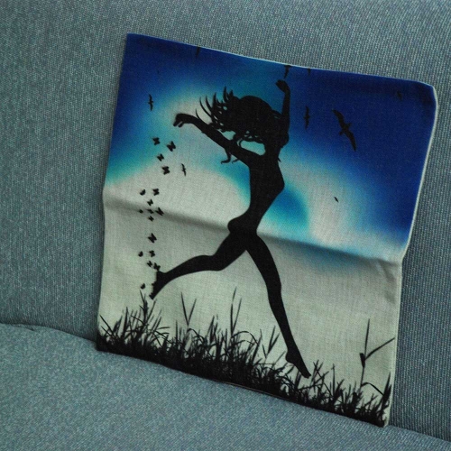 Artistic Lovers Silhouette Cotton and Linen Pillowcase Back Cushion Cover Throw Pillow Case for Bed Sofa Car Home Decorative Decor 45 * 45cm