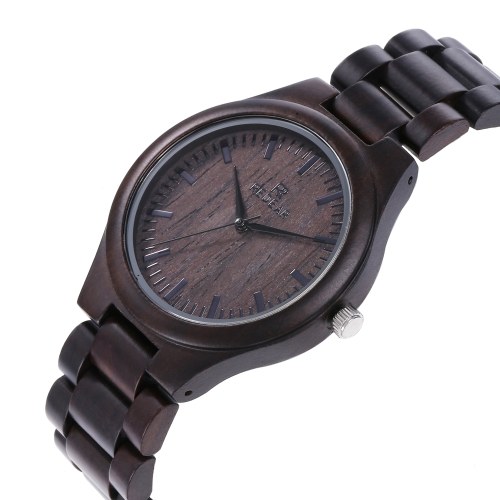 Montre en bois en bambou pour homme Montre en bois REDEAR avec bracelet en cuir analogique Quartz léger montres décontractées montre-bracelet