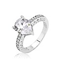 Water Drop Shape Rhodium Plated Rings for Women Fashion Jewelry White Cubic Zirconia Ring