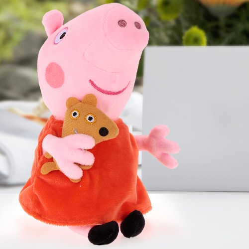 Original Brand Peppa Pig 19cm Peppa Bag Pendant Keychain Stuffed Plush Toy Family Party Christmas New Year Gift for Kids