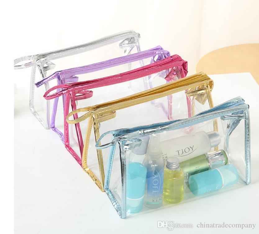 Portable Clear Travel Cosmetic Make Up Bag Transparent PVC Toiletry Storage Bags